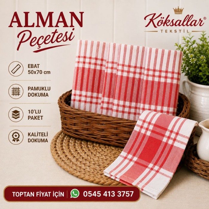 Alman Peçetesi 10'lu Paket Kırmızı